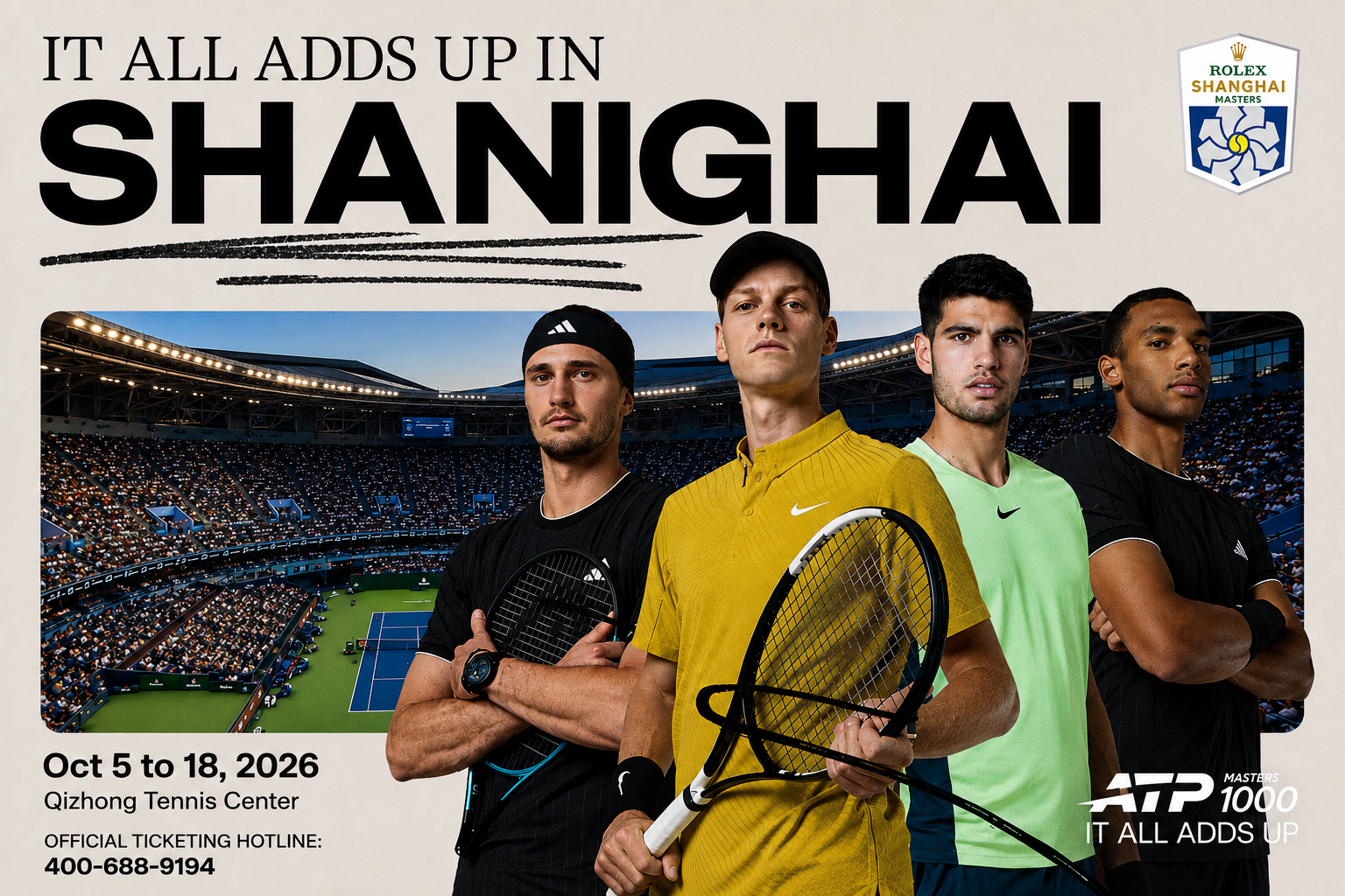 Las entradas para el Rolex Shanghai Masters 2026 saldrán a la venta el 30 de julio