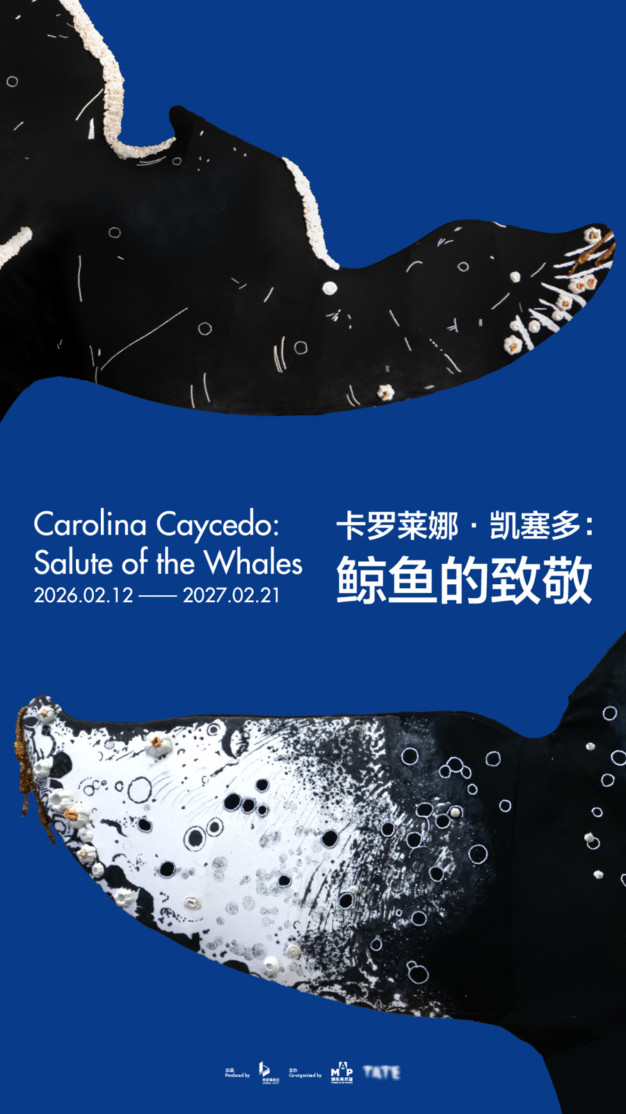 Cartel de la exposición Carolina Caycedo. saludo de las ballenas..jpg