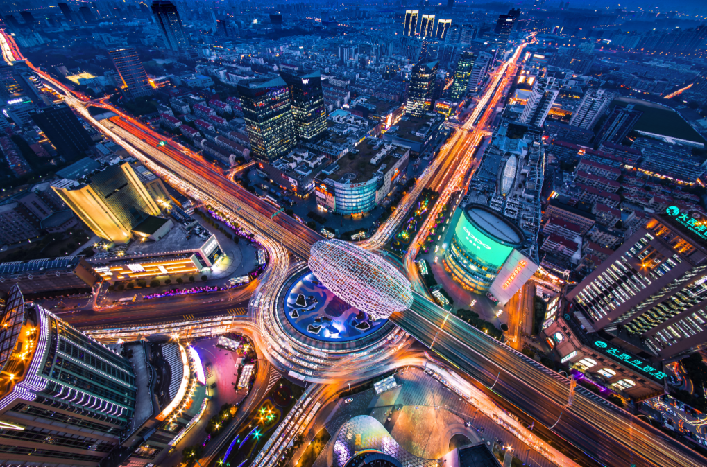 Vista aérea de la zona de Wujiaochang por la noche.png