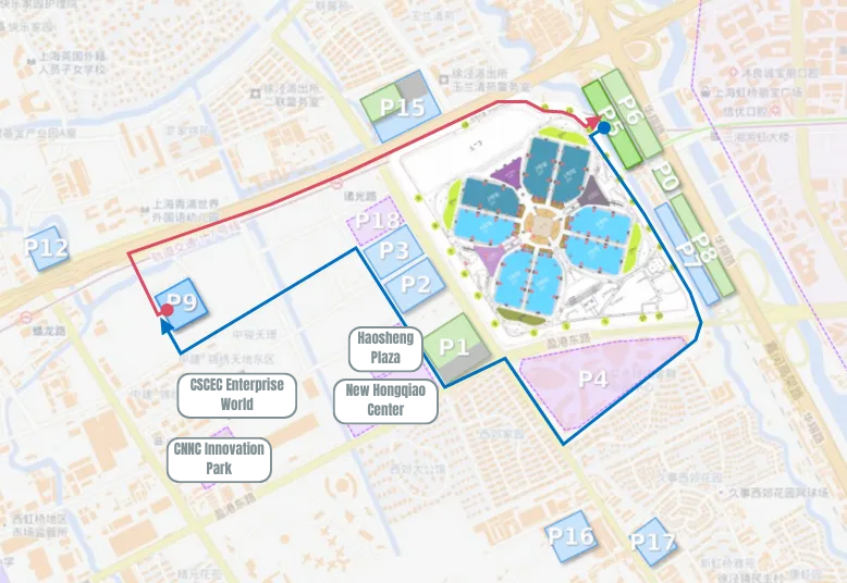 Ruta 1 P9, estación del Centro Nacional de Exposiciones y Convenciones (NECC, por sus siglas en inglés) de la línea 17 del metro → P5.png